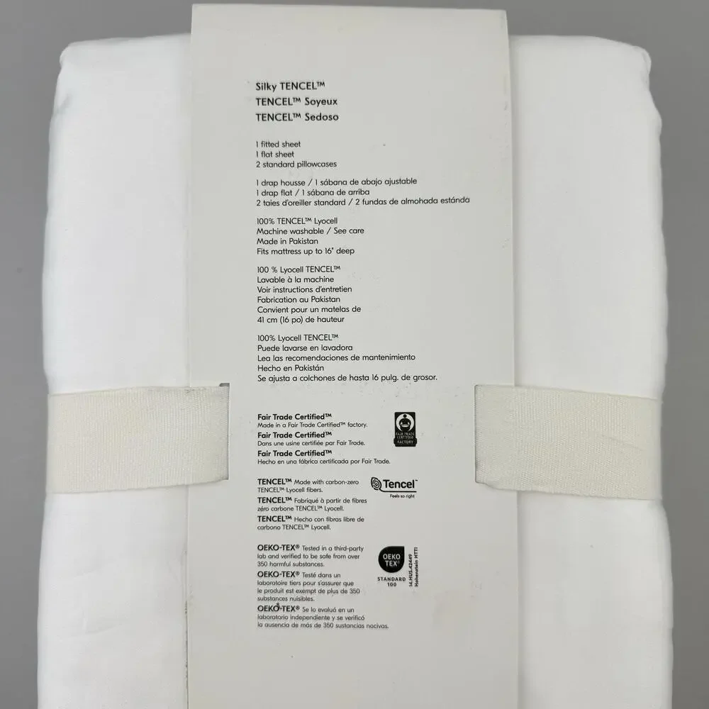 West Elm Silky TENCEL Sheet Set FULL / DOUBLE White Lyocell Deep Pocket New